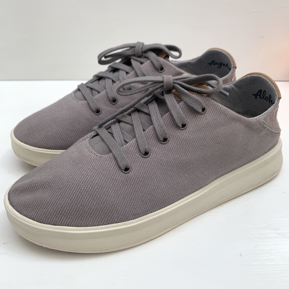 OluKai Womens Size 6 Ki'ihele Li Slip on Sneakers Shoes Lace Up Fog Grey EUC